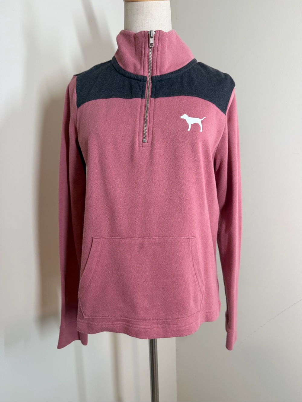 Victoria’s Secret PINK -SZ XS- Dusty Rose Long Sleeve Pullover Puppy Fleece Top